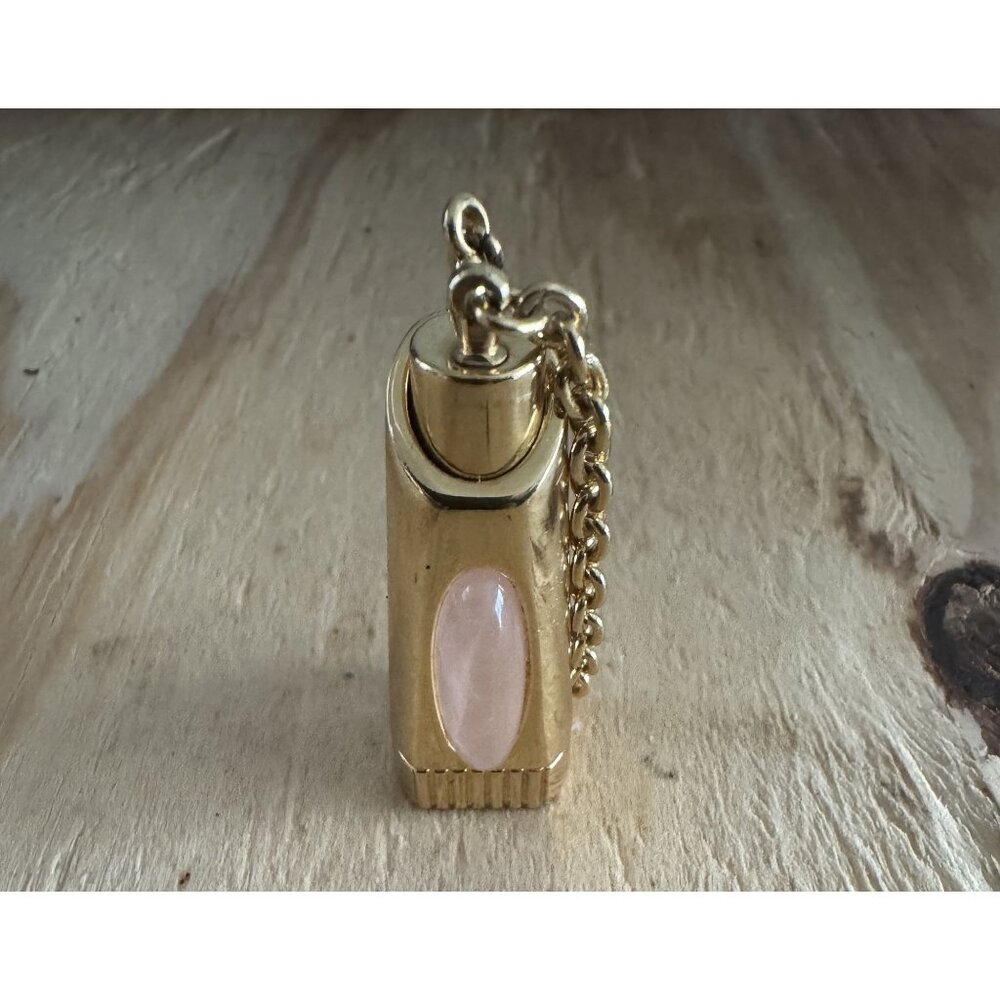 Judith Leiber Gold & Rose Quartz Pillbox With Chain